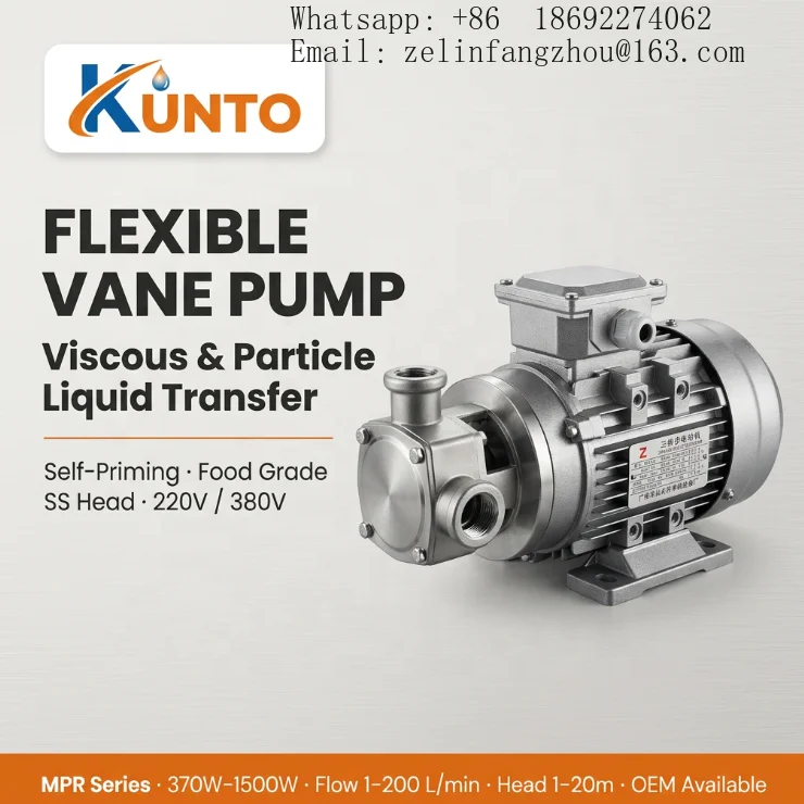 30-200L Min SUS304 Flexible Impeller Pump Self Priming Chemical Oil Sludge Viscous Fluid Transfer Heavy Duty Industrial