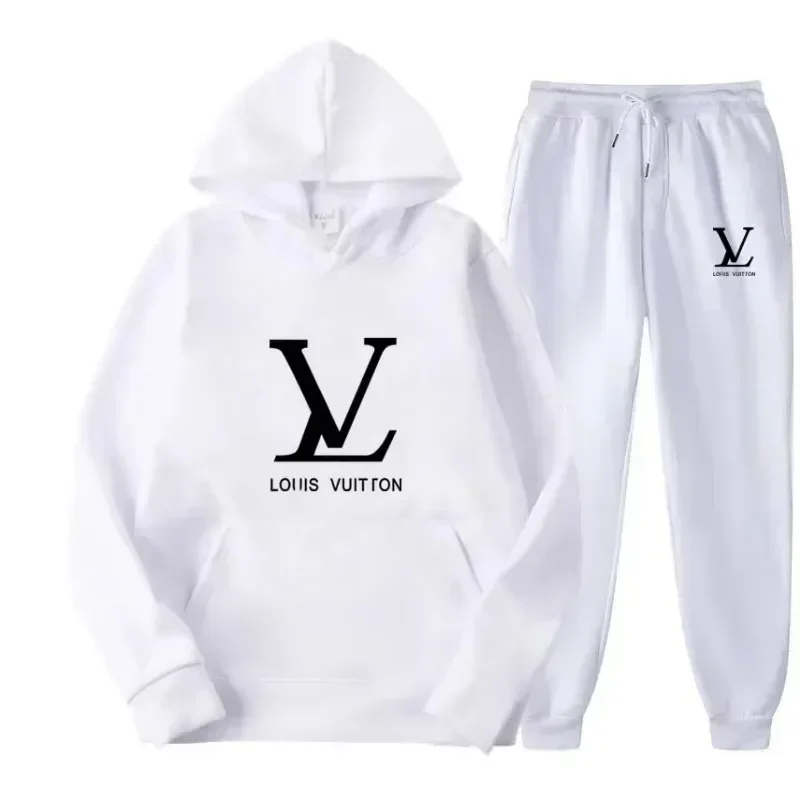 Novo conjunto confortável de moletom com capuz e calças compridas, outono ao ar livre moda jogging casual conjunto esportivo confortável