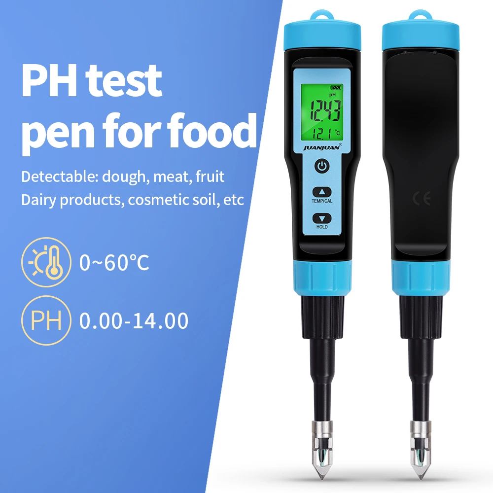 Digital Food PH Meter 0.01 Resolution High Accuracy Sensor Smart Temp Acidity Tester for Brewing Fruit Cheese Meat Canning