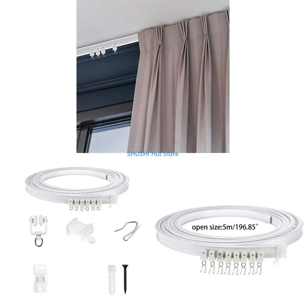 

Ceiling Curtain Track Bendable Ceiling Mounted Curtain Track Flexible for Home D57B