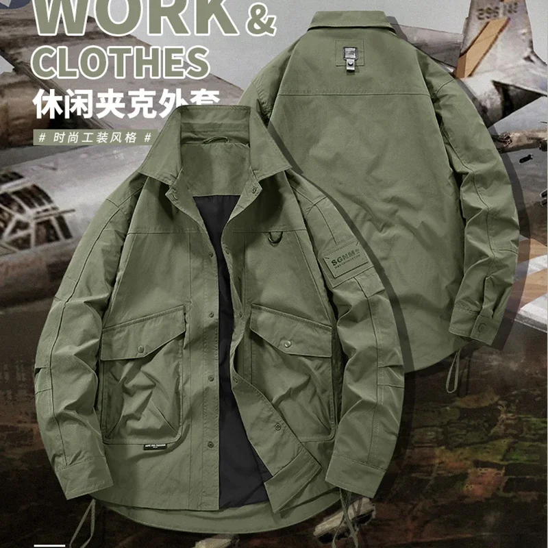 

Outdoor Casual Spring Jacket Men New Men's Coat Casual Fashion Trendy Jacket Short Top High Quality Design Turndown Collar