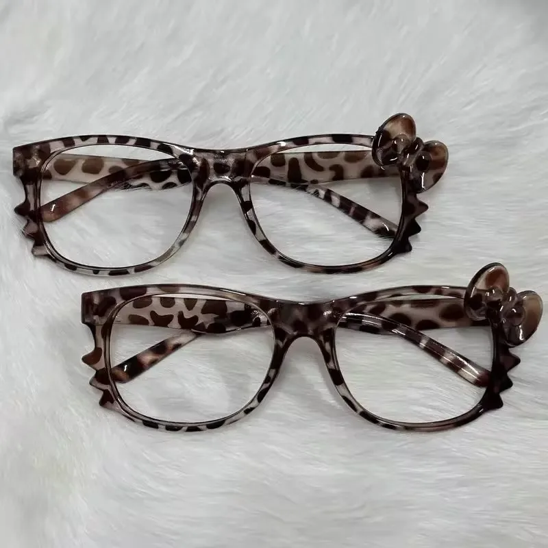 Personality Leopard Print Glasses Without Lens Adult Fashion Anime Cosplay Eyeglass Frame Egirls Influencers Y2K Cosplay Props