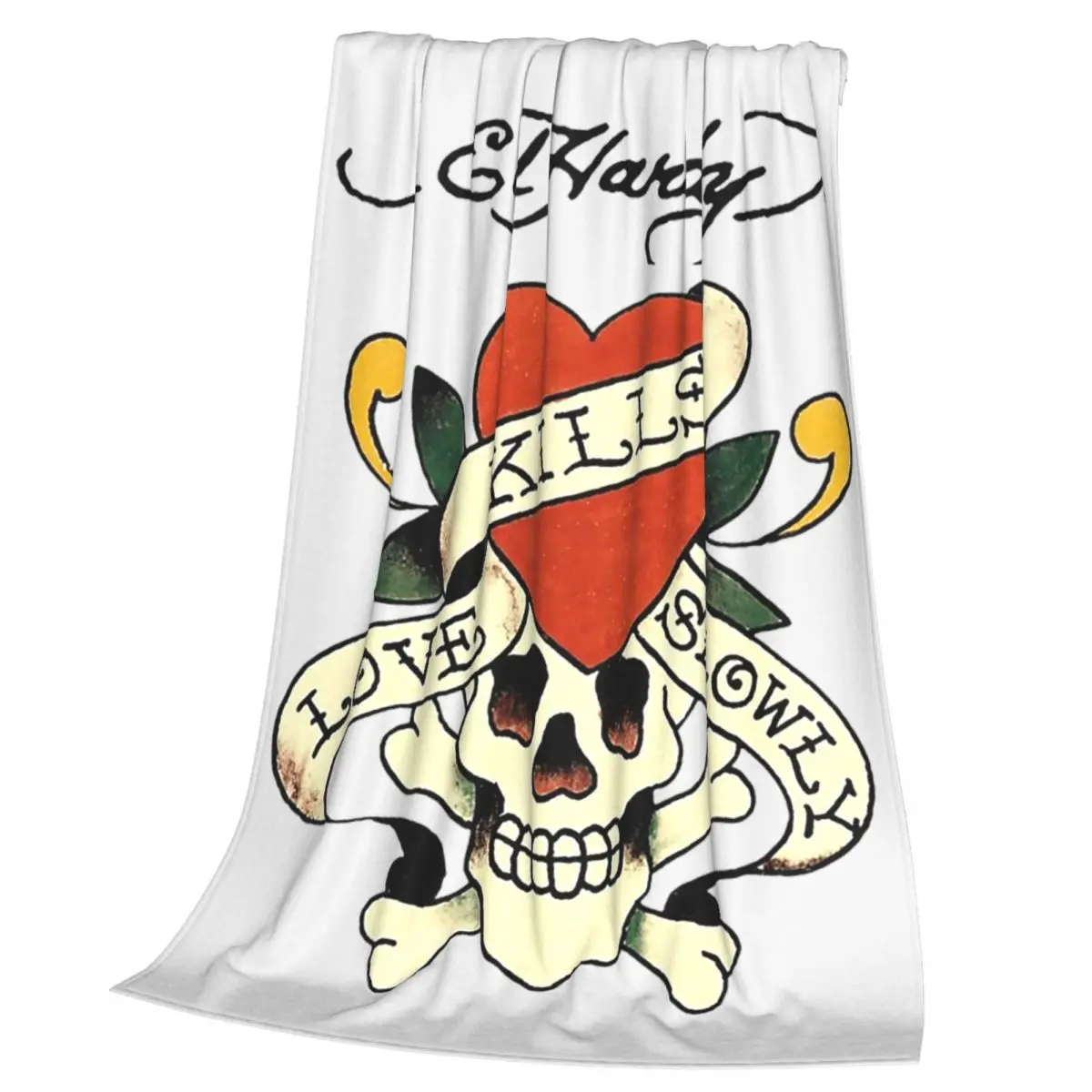 Ed Hardy Love Kills Slowly Blankets Soft Warm Flannel Throw Blanket Cover for Bed Living room Picnic Travel Home Sofa