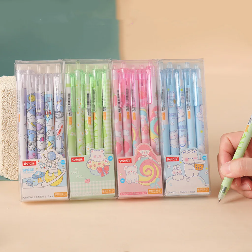 

40 pcs/lot Kawaii Astronaut Bear Girl Erasable Press Gel Pen Cute 0.5mm Bule Ink Neutral Pens For Writing Office School Supply