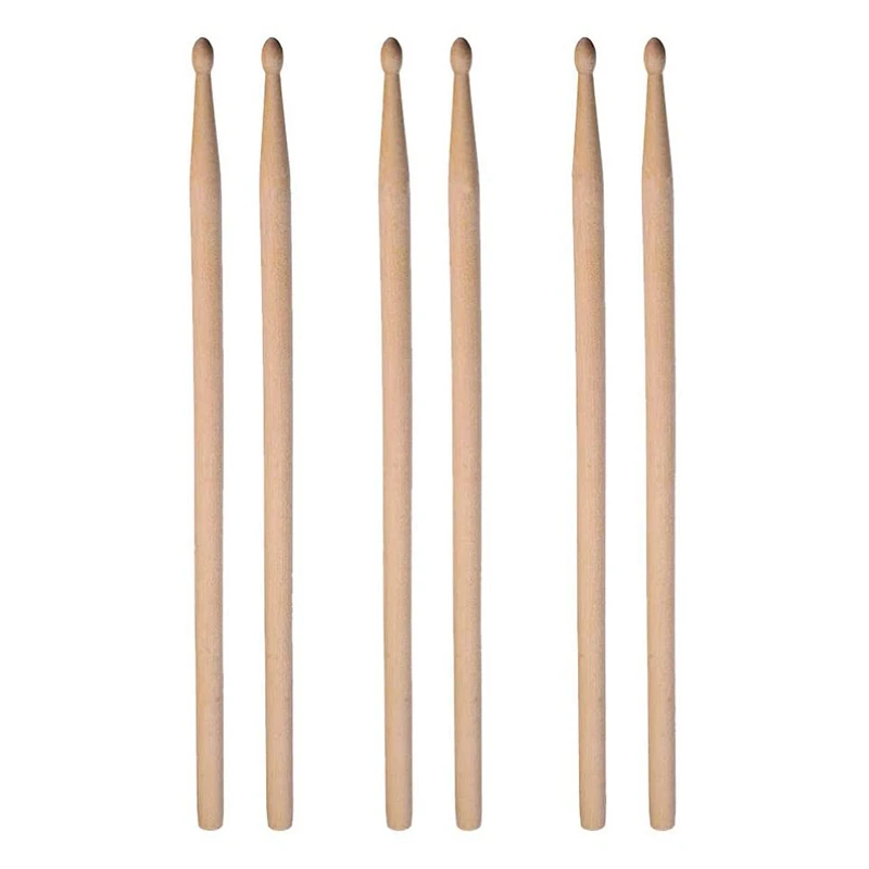 3 Pairs Drum Sticks Maple Drumsticks Wooden Drum Sticks 5A Size with Carry Bag for Playing Practicing Drum