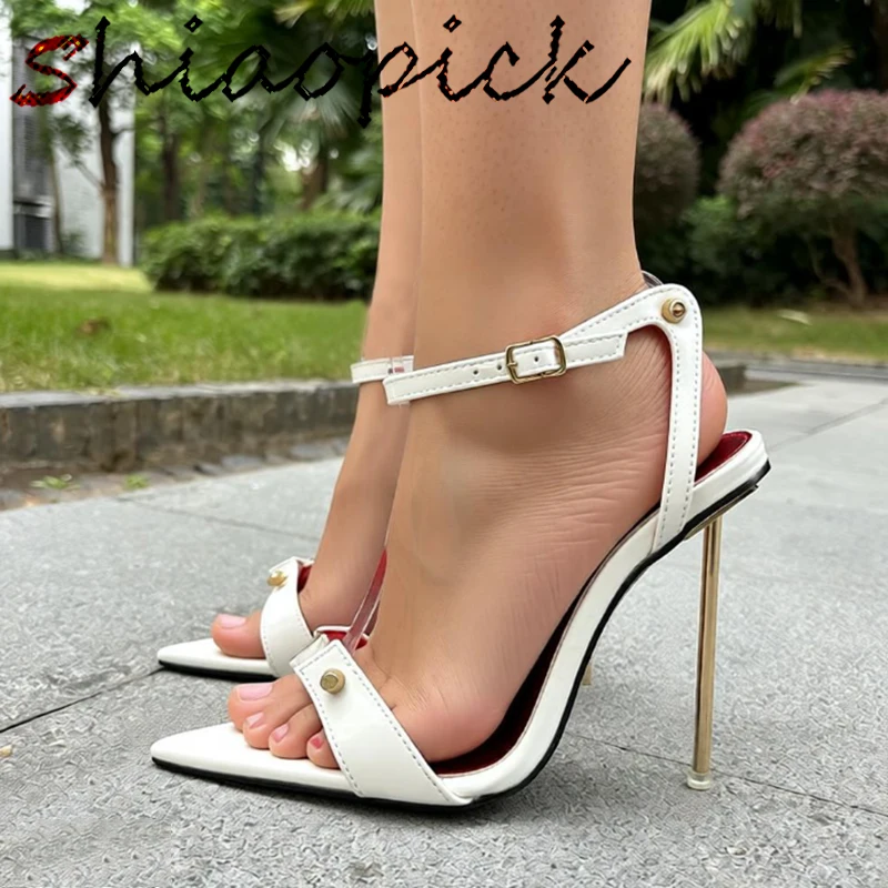 

Шикарные туфли-лодочки на экстремально высоком каблуке 12 см, сексуальные офисные женские босоножки, с ремешком на щиколотке, фетиш, с острым носком, слингбэки, унисекс