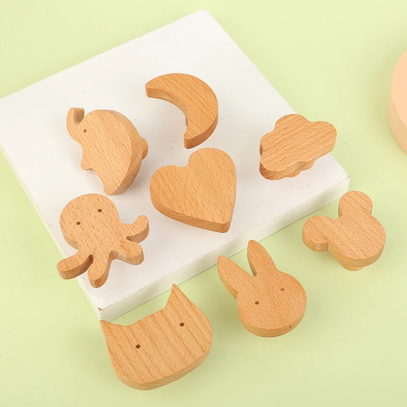 Cute Clouds Stars Wooden Furniture Handles For Cabinets Drawers Door Knobs Kitchen Cupboard Wardrobe Pulls