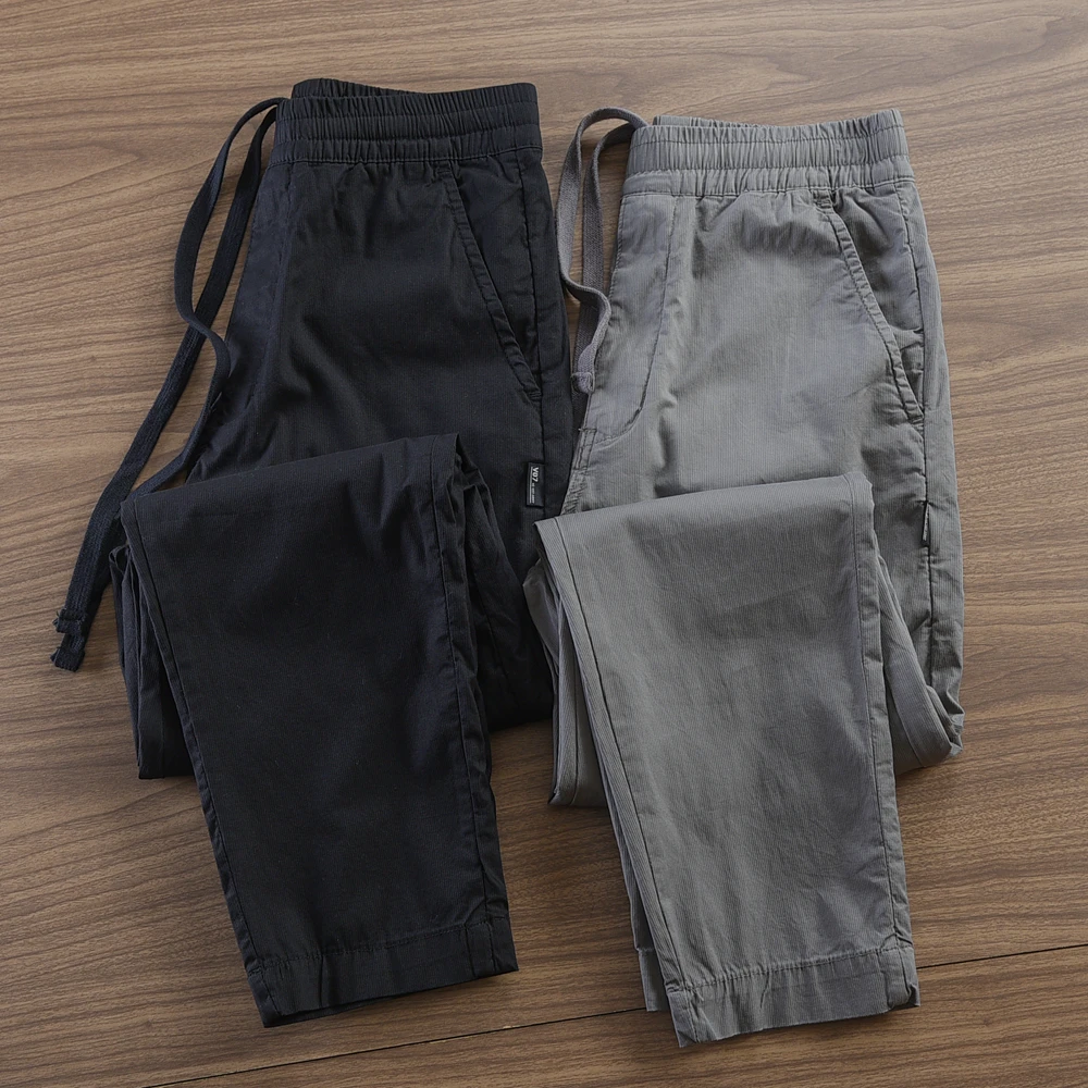 Spring And Summer New American Retro Thin Straight Leg Casual Pants Fashion Breathable Elastic Waist Loose Ankle-length Trousers