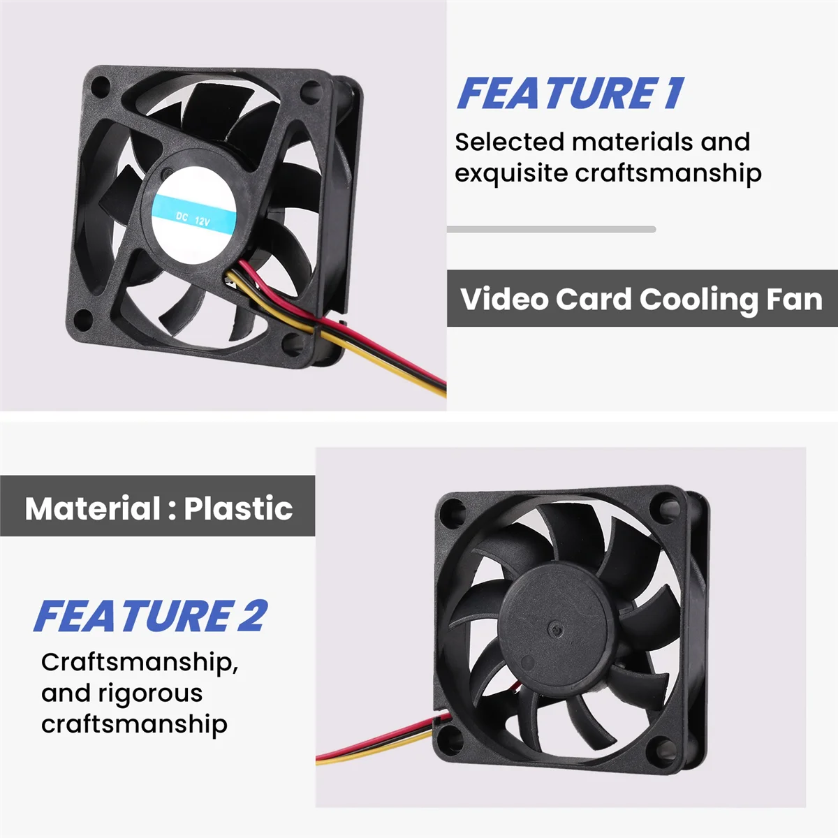 60Mm 6Cm DC 12V 3 Pin Computer Case CPU Cooler Cooling Fan Black 2 Pcs