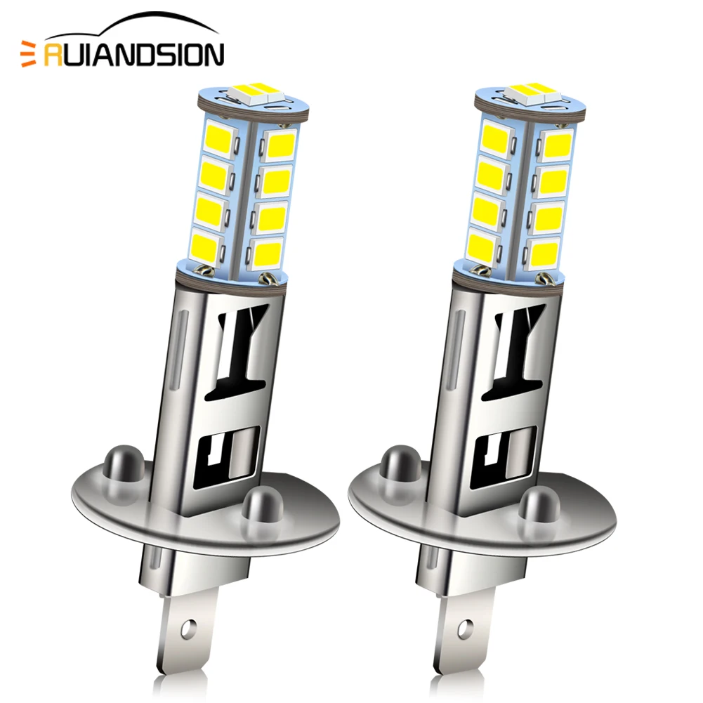 RUIANDSION 2pcs H1 H3 LED Fog Light Bulb 600Lm White Yellow For Daytime Driving Lamp 12V DRL Car Universal Replacement Headlight