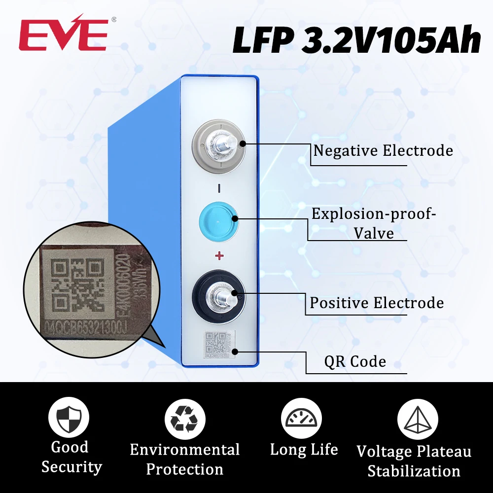 EU Stock 2024 EVE LiFePO4 Grade A 3.2V Lifepo4 Battery EVE LF50F/LF280K/MB31 8000+ Cycles Rechargeable Cell with QR code DIY 48V