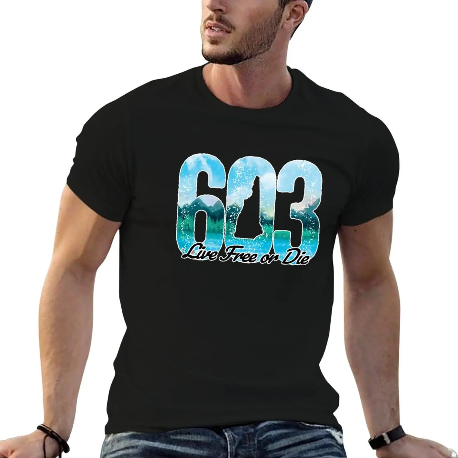 603 NH Live Free or Die - New Hampshire Wildlife Landscape T-Shirt man t shirts cotton man t shirt designer T-Shirt