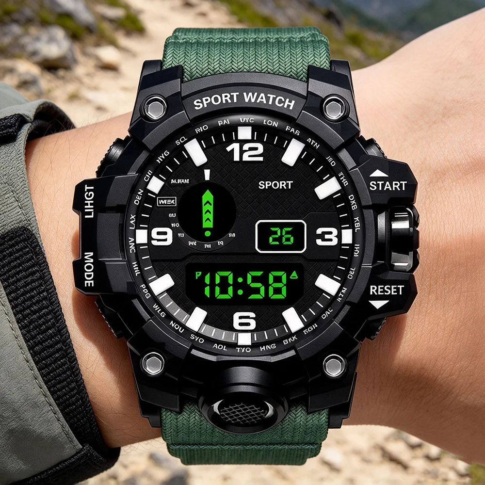 New Sport Kids Watch Boys LED Backlight Alarm Stopwatch Calendar Shockproof Outdoor Tactical Watch for Men Teen Student Gift