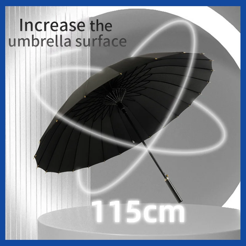 Musan New 24 Ribs Long Handle Female UV Umbrella Parasol for Men Integrated Button Automatic Large Wind-Resistant rain umbrella