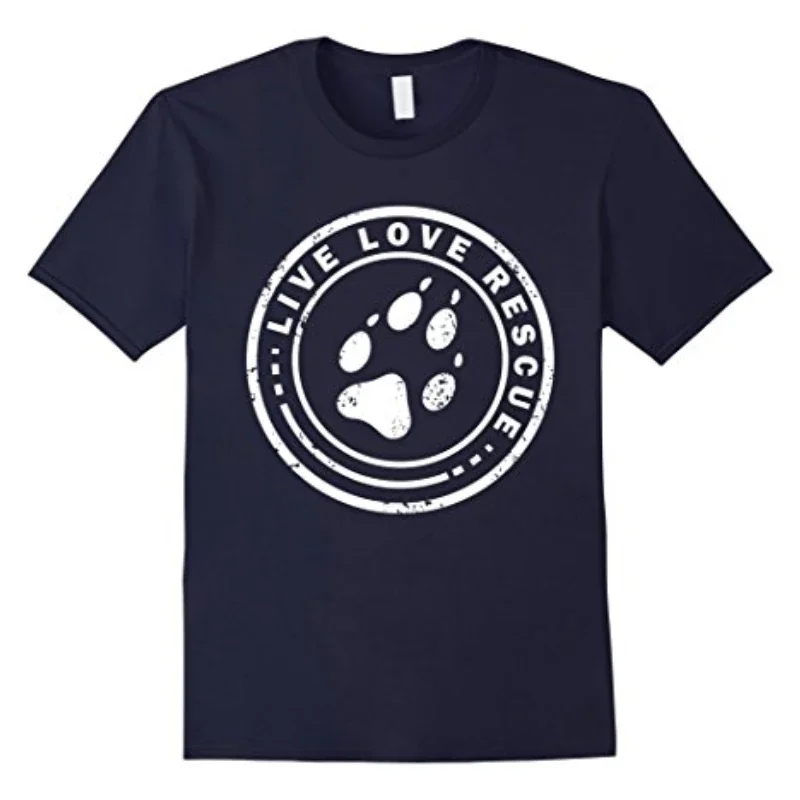 Resgate do Amor ao Vivo. Camiseta exclusiva de resgate de animais de estimação, gatinho e cachorro, manga curta, casual, 100% algodão, gola redonda, masculina