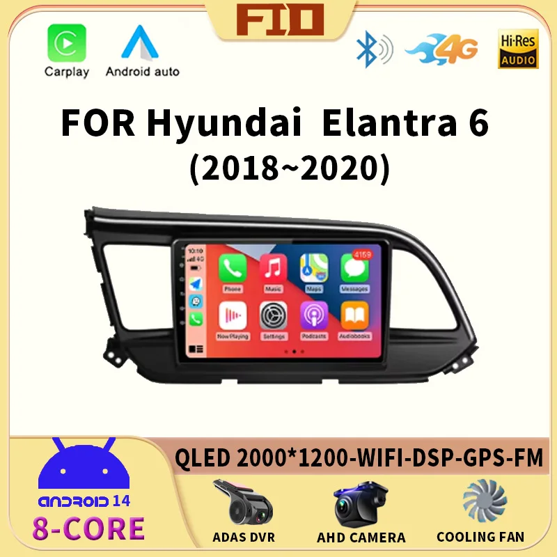 

Android 14 Car Stereo Radio lettore Video multimediale per Hyundai Elantra 6 2018-2020 navigazione GPS Wireless Carplay Autoradi