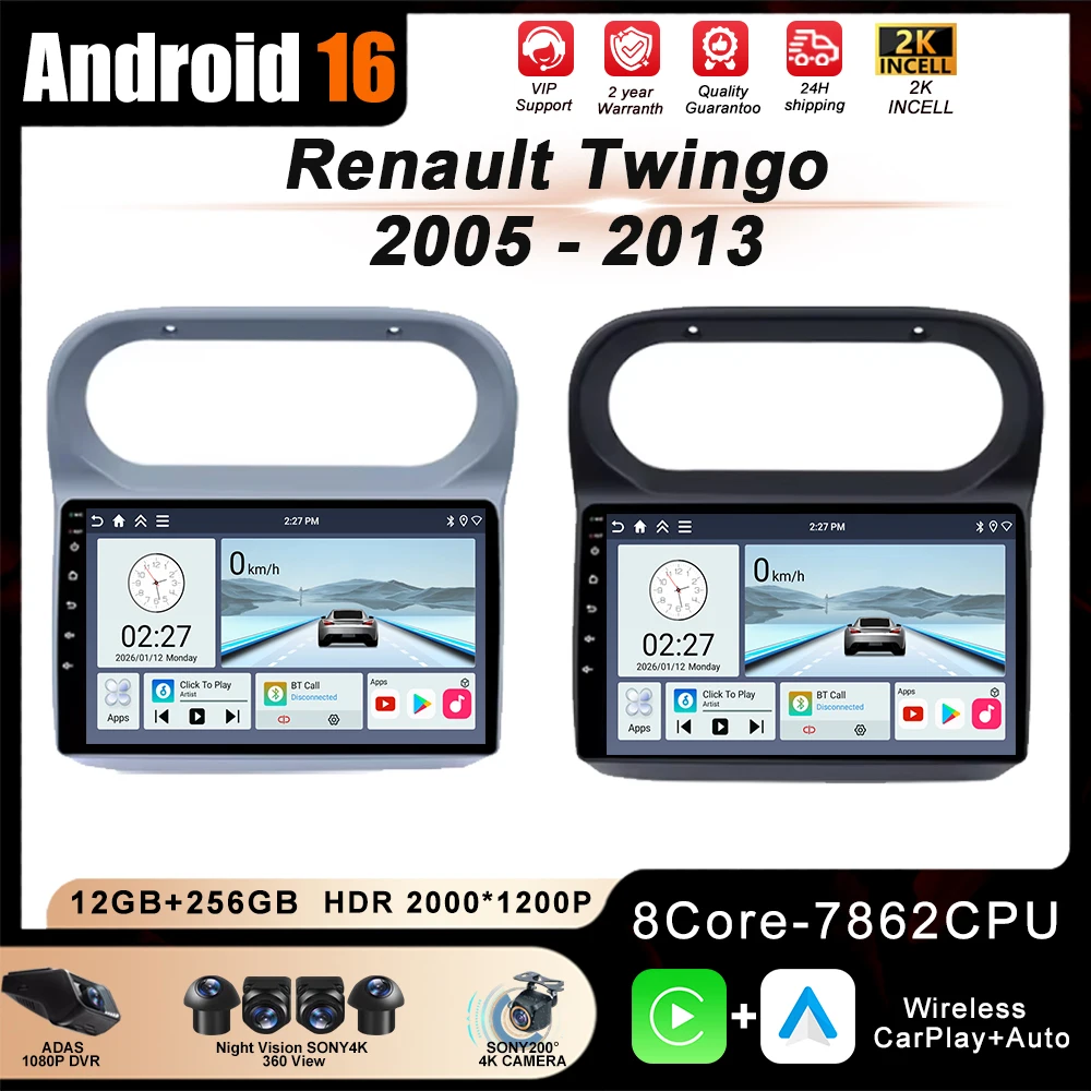 

For Renault Twingo 2005 - 2013 Android 16 Car Radio Multimedia Video Player Carplay Auto WIFI+4G GPS Autoradio Stereo Head Unit