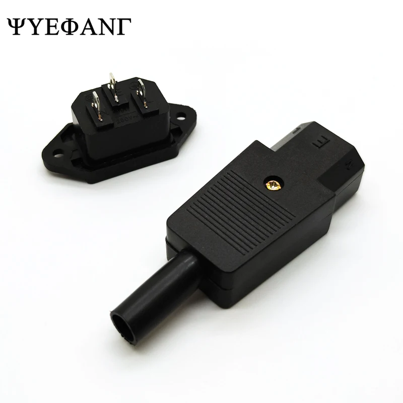 2Pcs IEC C13 to C14 Power Connector Kit, Rewirable AC 250V 10A 3-Pin Male Plug & Female Socket Adapter for DIY Cable