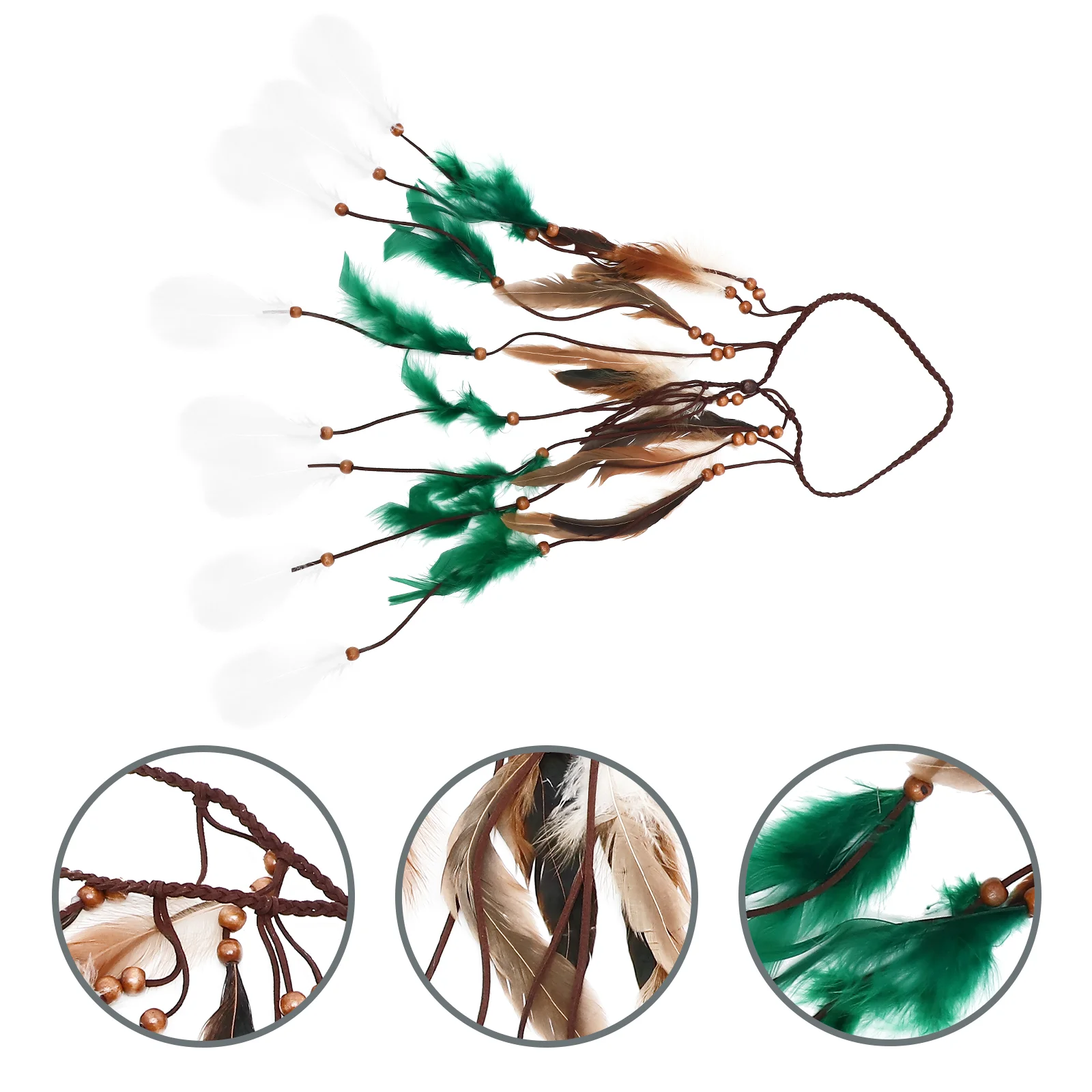 

Hair Band Feather Headband Ribbons Bohemian Plumage for Party Girl Green Women Women's