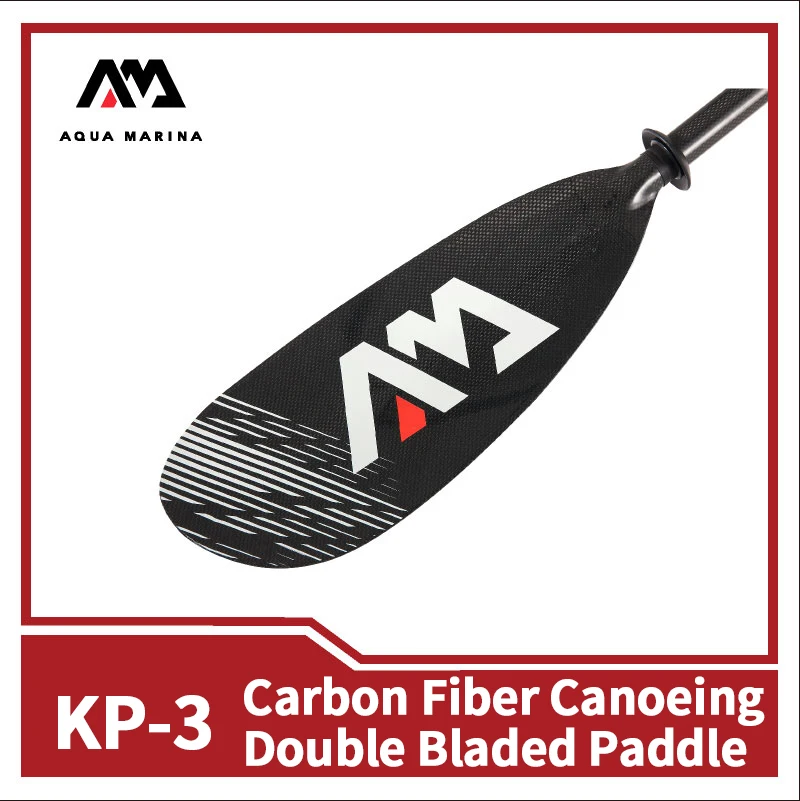 AQUA MARINA KP-3 Carbon Fiber Canoeing Paddle Double Bladed 4-section 230cm Kayak Rowing Oars Drift Inflation Boat Paddle Parts