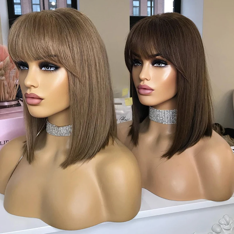 

Factory Natural Hair Looking Brazilian Human Hair Toupee For Loss Hair Silky Straight 4 Clips Silk Base Topper With Fringe