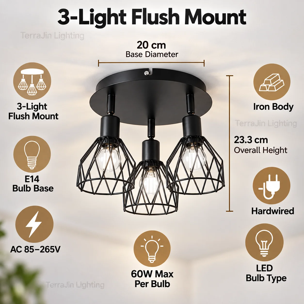 3-Heads Diamond Hollow LED Surface Mount Spotlight Industrial American Style E14 Ceiling Lamp For Home Jewelry Store Exhibition