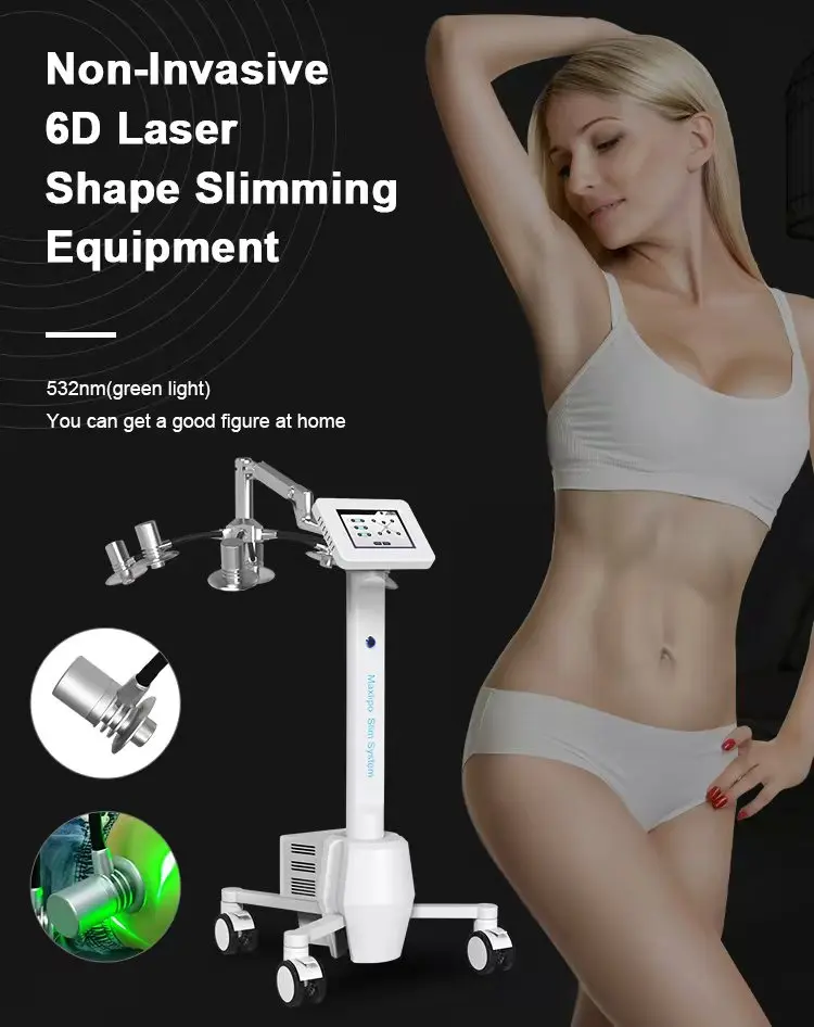 The 532-nanometer Green Laser Maxlipo 6D Weight Loss Machine Is Used For Fat Reduction And Skin Rejuvenation