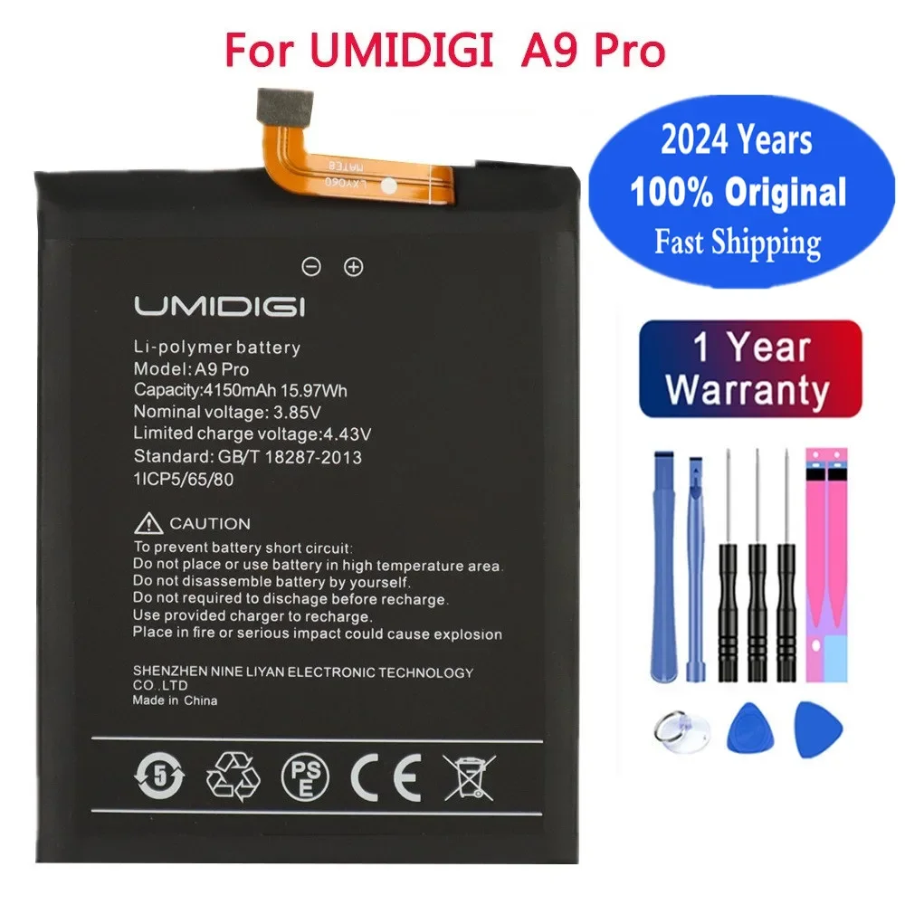 

2024 год новый 100% Оригинальный аккумулятор для UMI Umidigi A9 Pro A9Pro аккумулятор 4150 мАч мобильный телефон сменная батарея + Инструменты