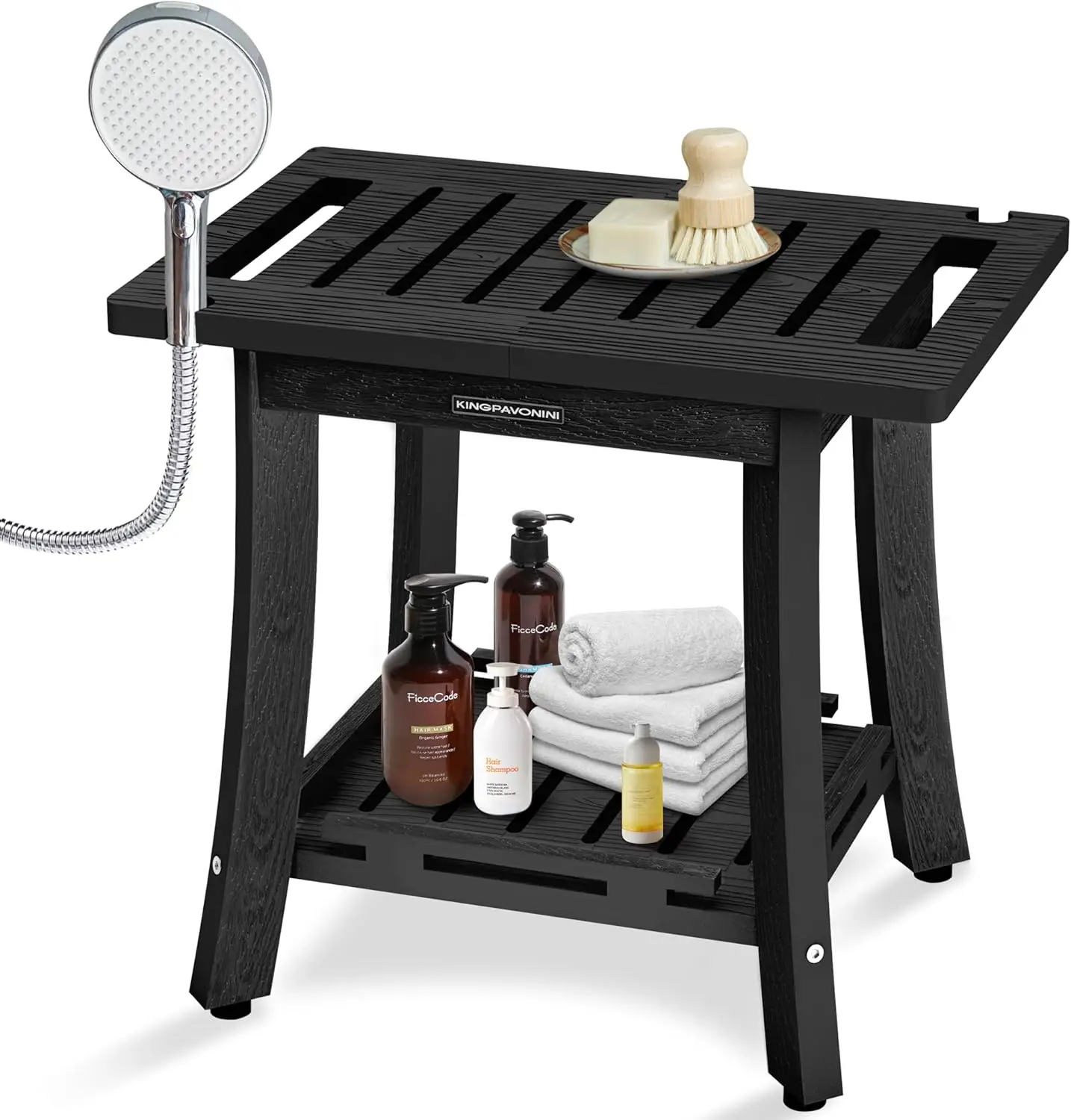 

Heavy Duty Shower Stool, 400LBS Capacity Waterproof Bench with Storage Shelf for Inside Shower