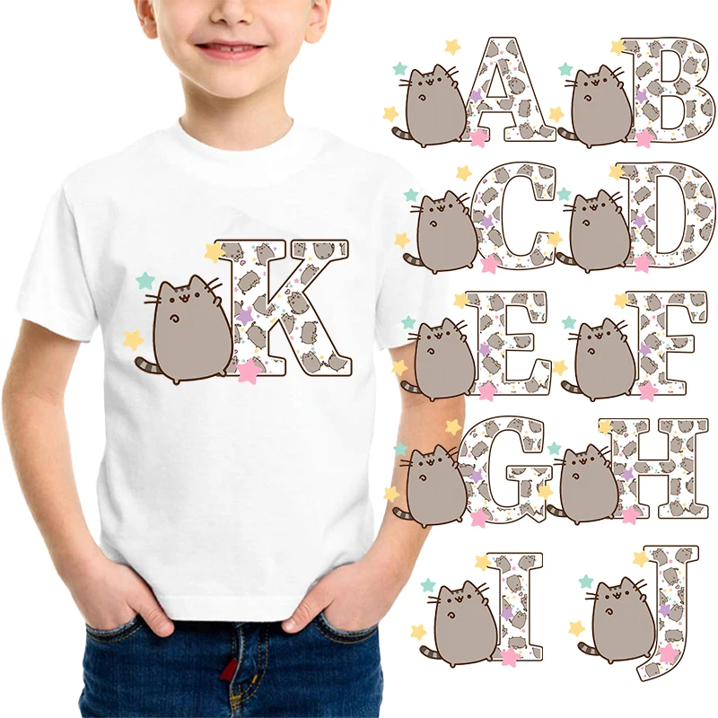 Pusheen Cat Iron on Patch Sticker Letter A-Z Customization Stitch Patches T-shirt Tops Clothing Cartoon Anime Boys Girls Gifts