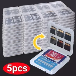 8in1 Sim Card Storage Box Plastic Transparent Memory Card Organizer Case Holder for SD SDHC TF Office Travel Portable Cards Box