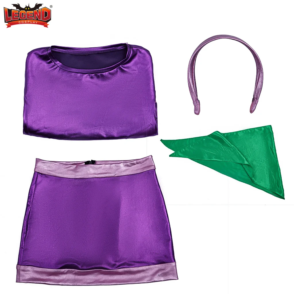 

Daphne Cosplay Costume From Anime Scoo-Dog Daphne Purple Short Crop Top Mini Skirt Full Set Women Cheerleader Costume In Stock