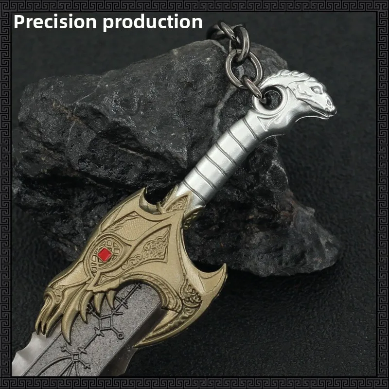 13 سنتيمتر/5.11in إله الحرب الطرفية الفوضى شفرة سلسلة مفاتيح معدنية لعبة أنيمي السيف لعبة سلاح كاتانا سكين نموذج الحرفية هدية مزخرفة #4