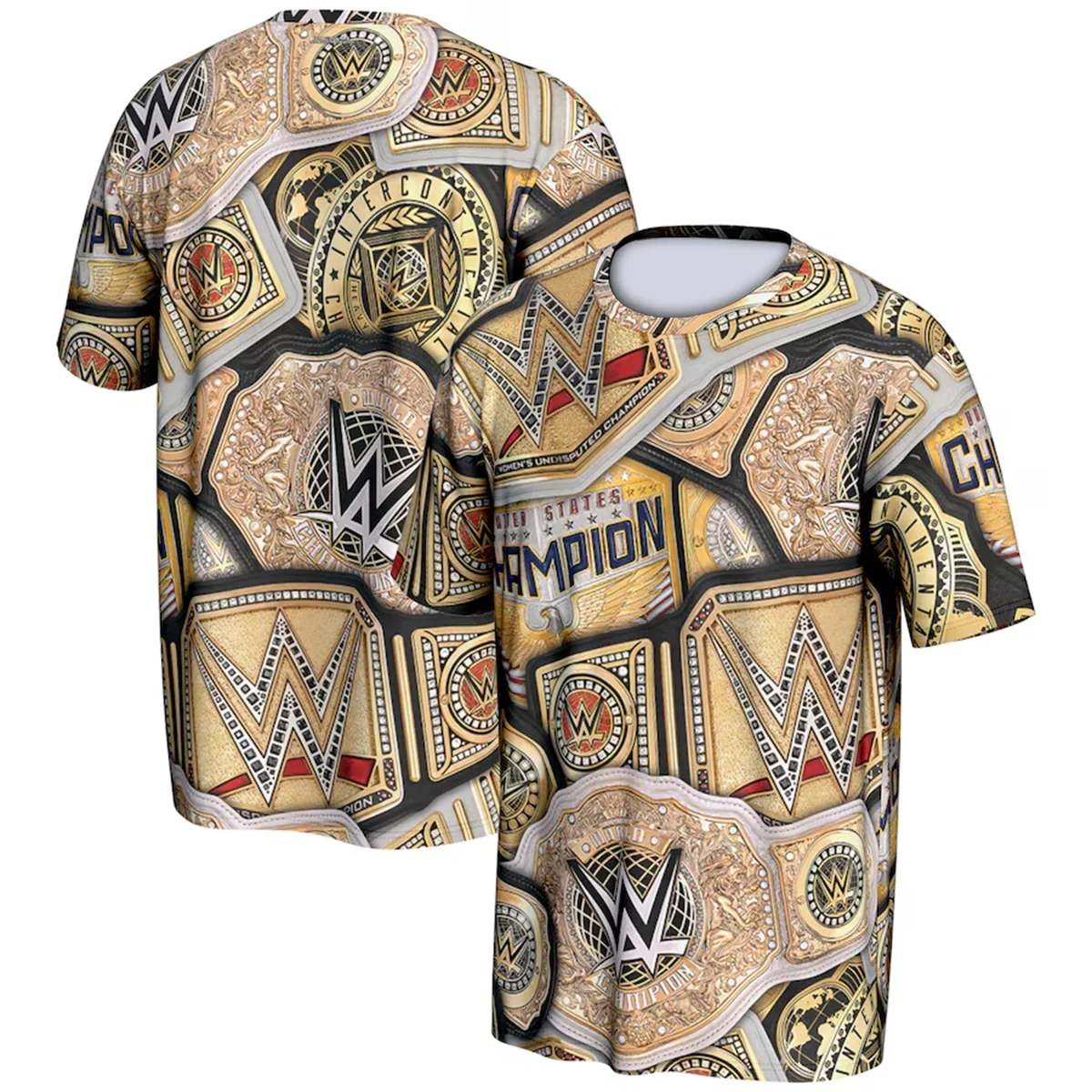 ProSphere WWE Undisputed Championship Title Belt T-Shirt 2025 Summer Men's 3D Printed T-shirt Formen Street Sports Top