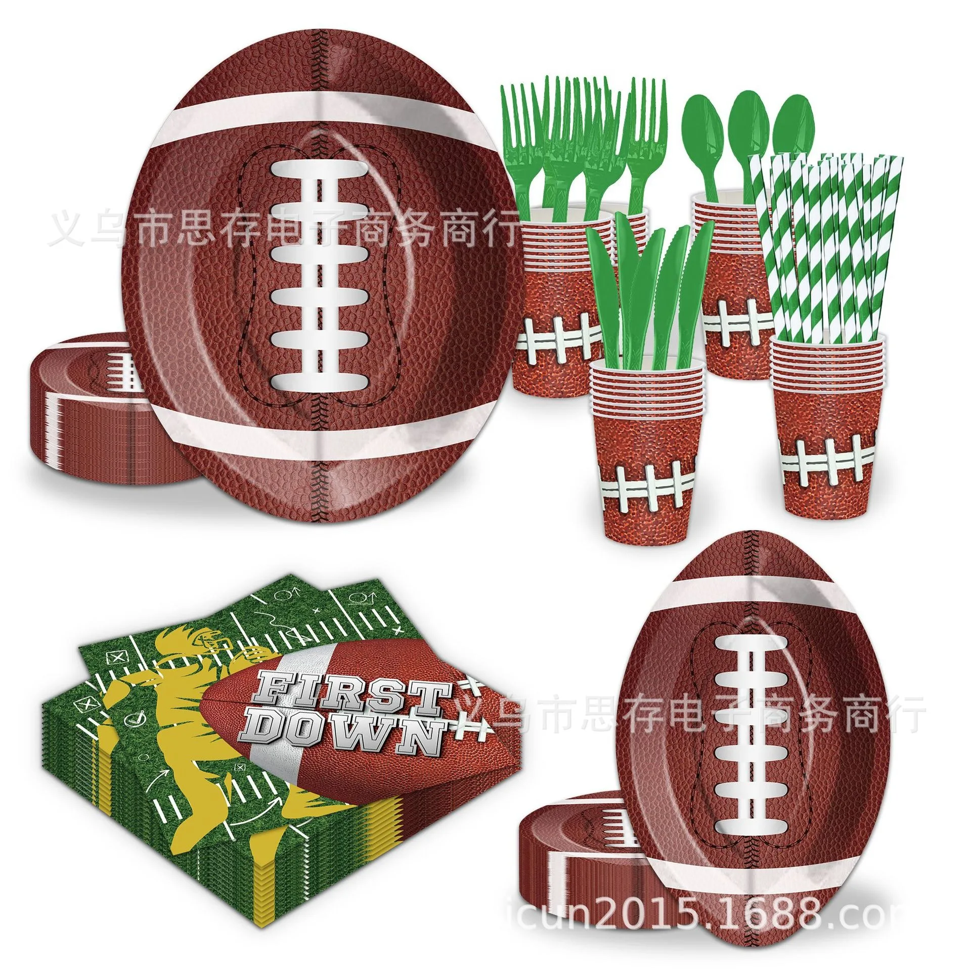 

10Guests Rugby Theme Disposable Tableware Paper Plate American Football Touch Down Napkin Sports Boy Happy Birthday Party Favor