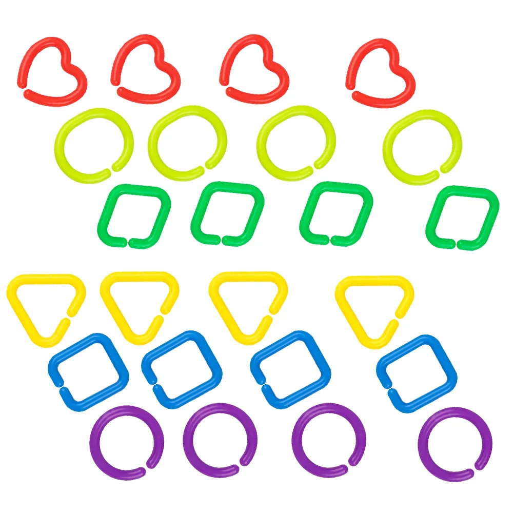 35 Uds. Anillos de eslabones para bebé formas geométricas creativas educación temprana cadenas de enlace sensorial cochecito colgante para bebés pequeños