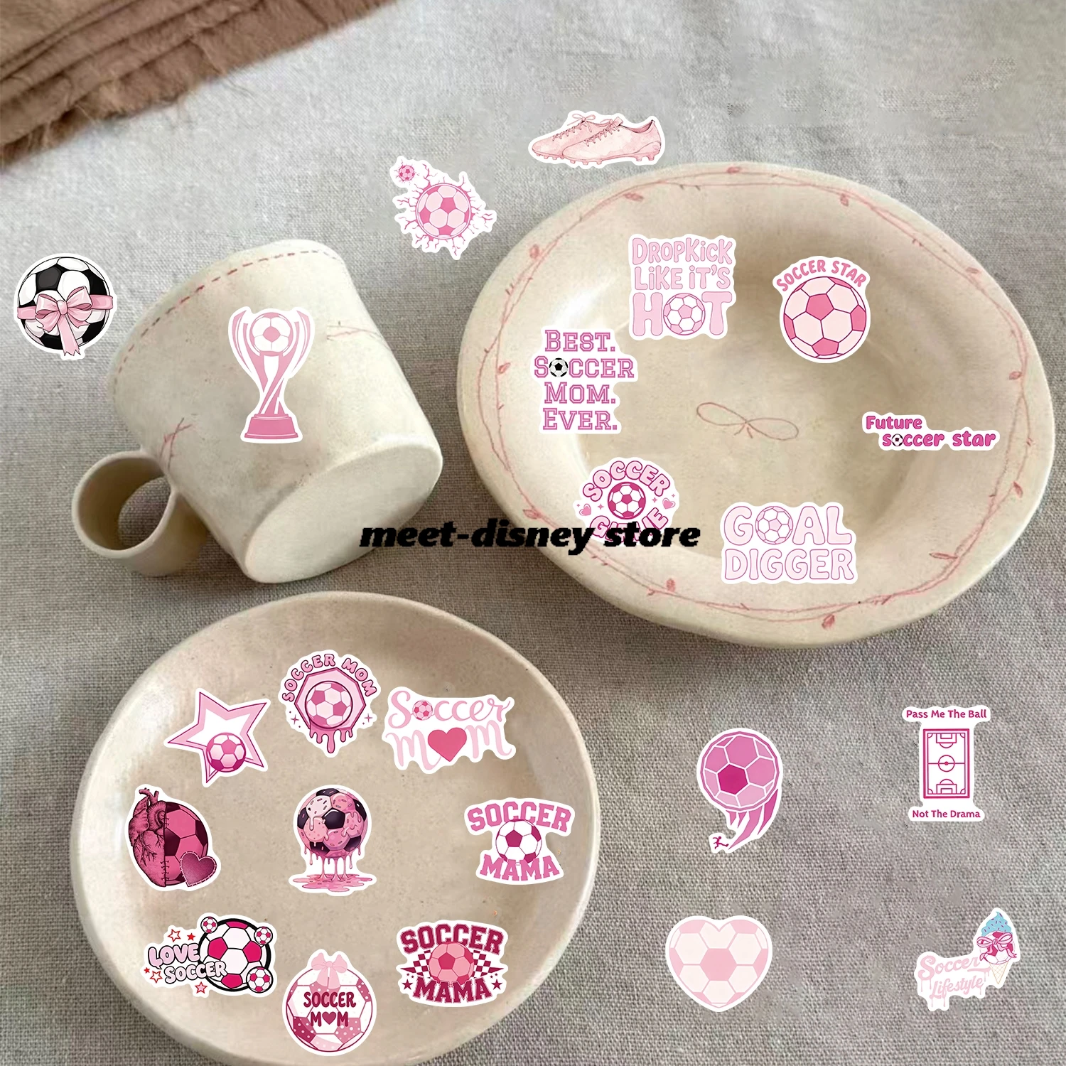 50PCS Pink football Stickers Skateboard Paper Decoration Casual Creative and Fun Bicycle Landscape Chambre Wall Painting