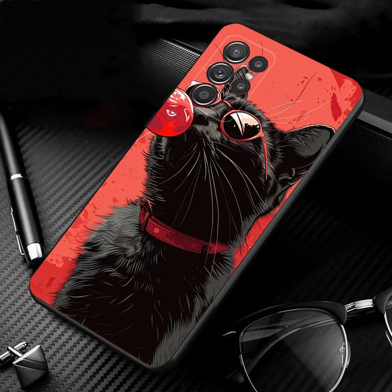 

Phone Case For Samsung Galaxy S25 S24 S23 S22 S21 Ultra S24 S23 S22 S21 S25 Plus S24 S20 FE Black Cats