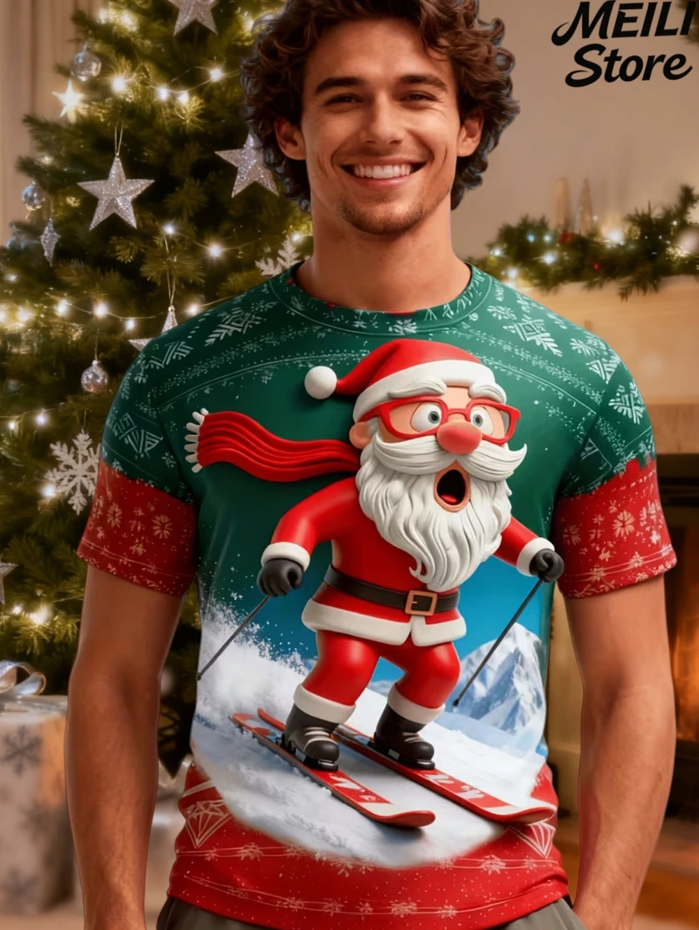 

Christmas 3D Santa Claus Print T Shirt for Men Casual Short Sleeve Tee Shirts Fashion O-Neck Top New Year Gift Oversized T-Shirt
