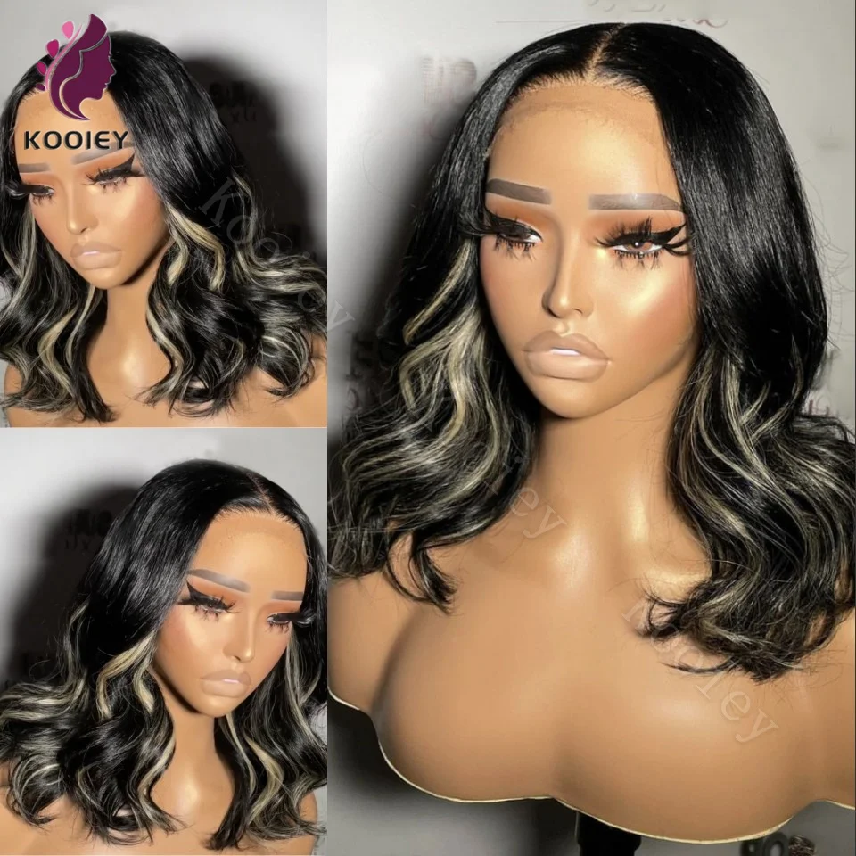 

Highlight 1b/27 Glueless Body Wave Wig Transparent 13X6 Lace Frontal Human Hair Wigs Brown Blonde Balayage Bob Wigs For Women ﻿