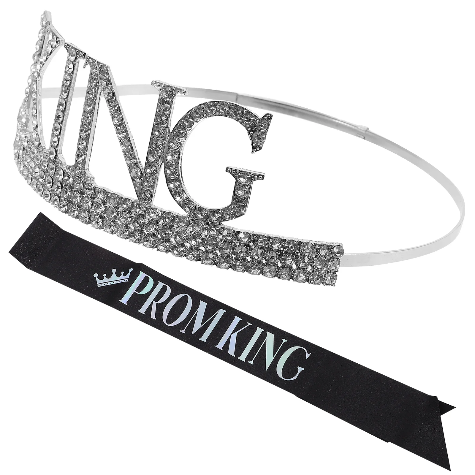 

1 Set Crown Shoulder Strap Set Durable Comfortable Prom King Sash Party Decorative Accessories Bachelor Cosplay Theme Glamarous