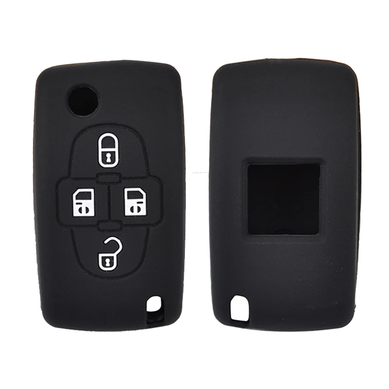 AX For Peugeot 1008 807 Citroen C8 Skin Holder 2007 2008 2009 4 Button Silicone Car Remote Key Fob Shell Cover Case