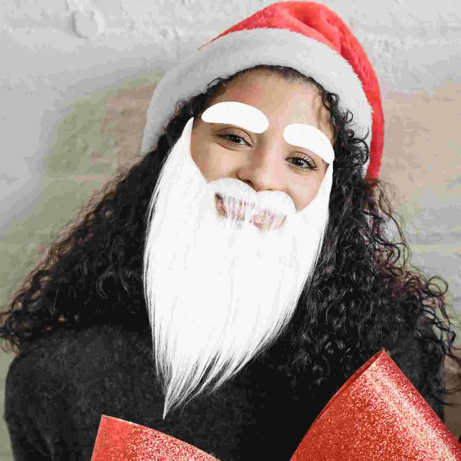 Christmas Beard Eyebrows Cosplay Fake Pirate Mustaches White Costume Men and Women