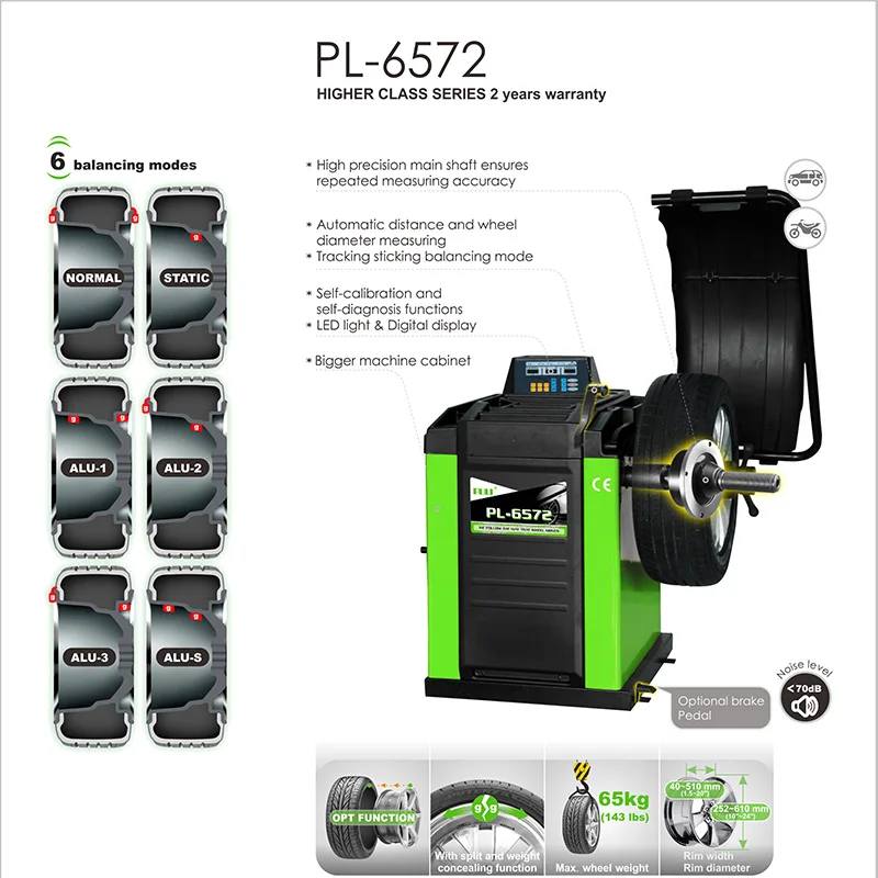 Bilanciatore di ruote professionale con calibrazione automatica Macchina per pneumatici PL-6572 certificata ISO per negozi di automobili