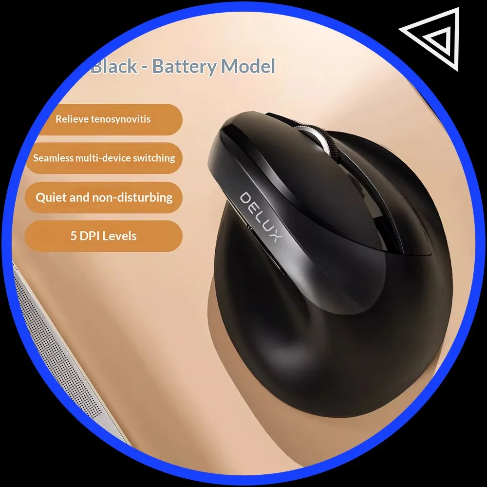 DeLUX m618mini Office Mouse Protophase Dual Mode Connection Colorful RGB Wireless Mouse Mute Vertical Comfort 4000DPI Accessorie