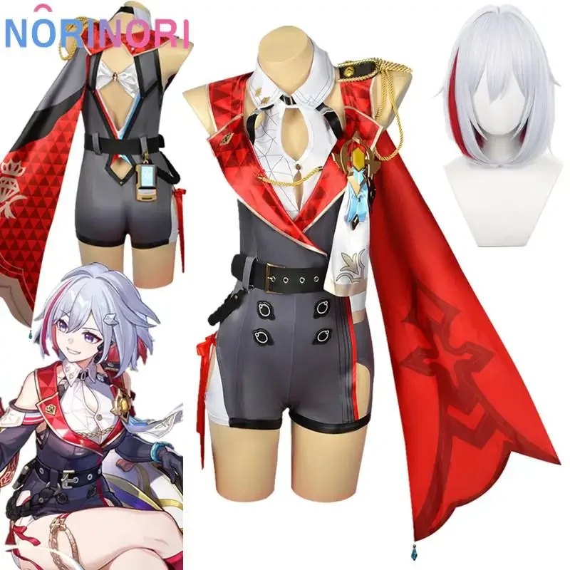 ชุดคอสเพลย์อนิเมะโทปาซชุดยูนิฟอร์มรถไฟ Honkai Star ชุดวิกผมชุดปาร์ตี้ฮาโลวีนสำหรับผู้หญิง