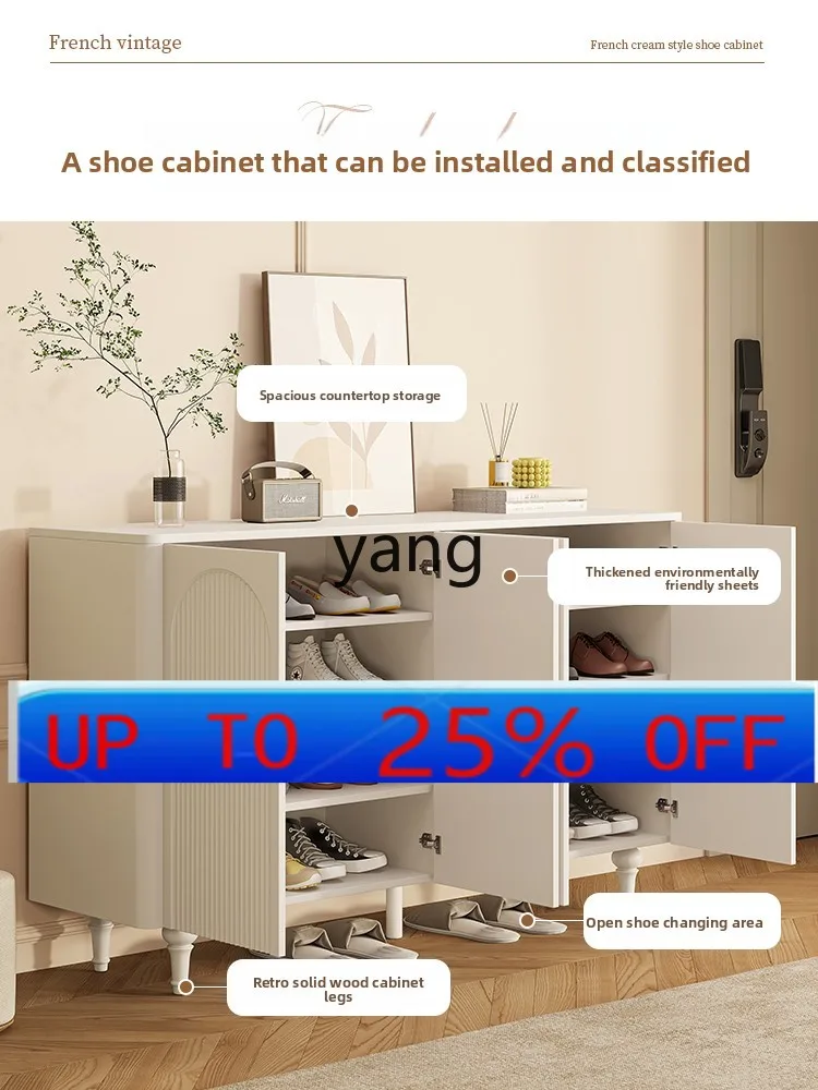 

Lmm cream style shoe cabinet entrance household large capacity indoor entrance entrance against the wall shoe rack
