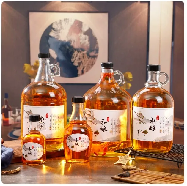 Red Wine Bottle Small Mouth Sealed Jar Medicine Glass Fermentation Grape Self-Brewing Container Dedicated