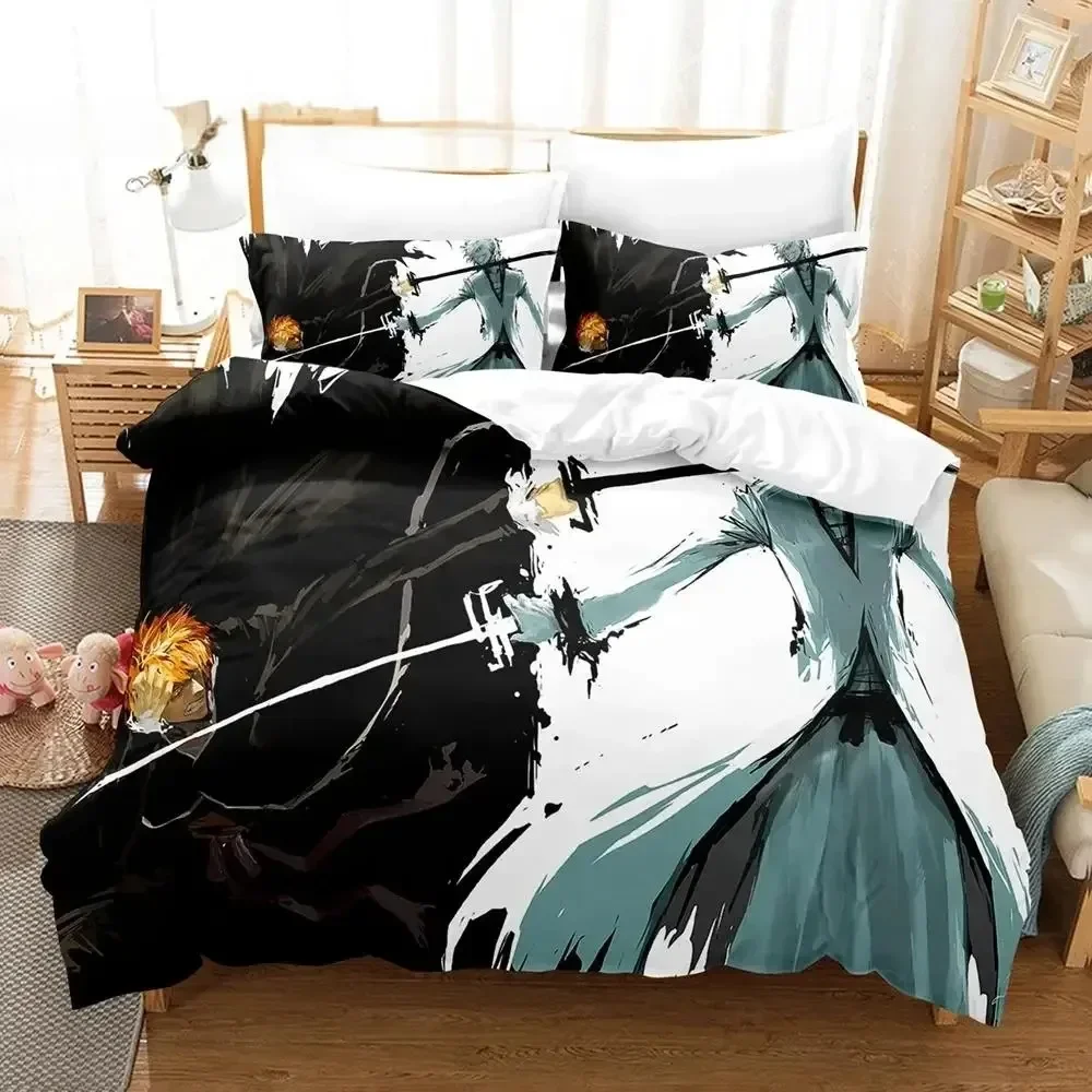 3D-geprinte anime Zangetsu bleekmiddel beddengoedset, eenpersoons-, tweeling-, volledige, koningin-, kingsize bedset, volwassene, kind, slaapkamer dekbedovertreksets