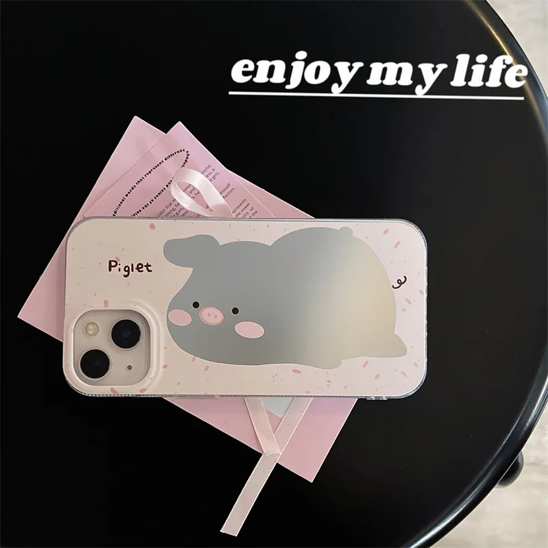 For iPhone 14Promax 2023 New Ins Net Red Cartoon Piglet Electroplated Phone Case 14Pro 13Promax 12 11